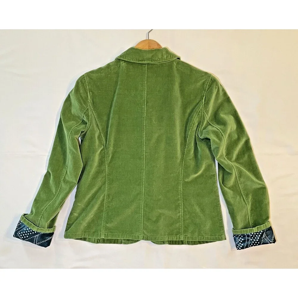 Sundance Blazer Women's 8 Jacket Green Velvet Velveteen Short 3 Front Button - Picture 3 of 8